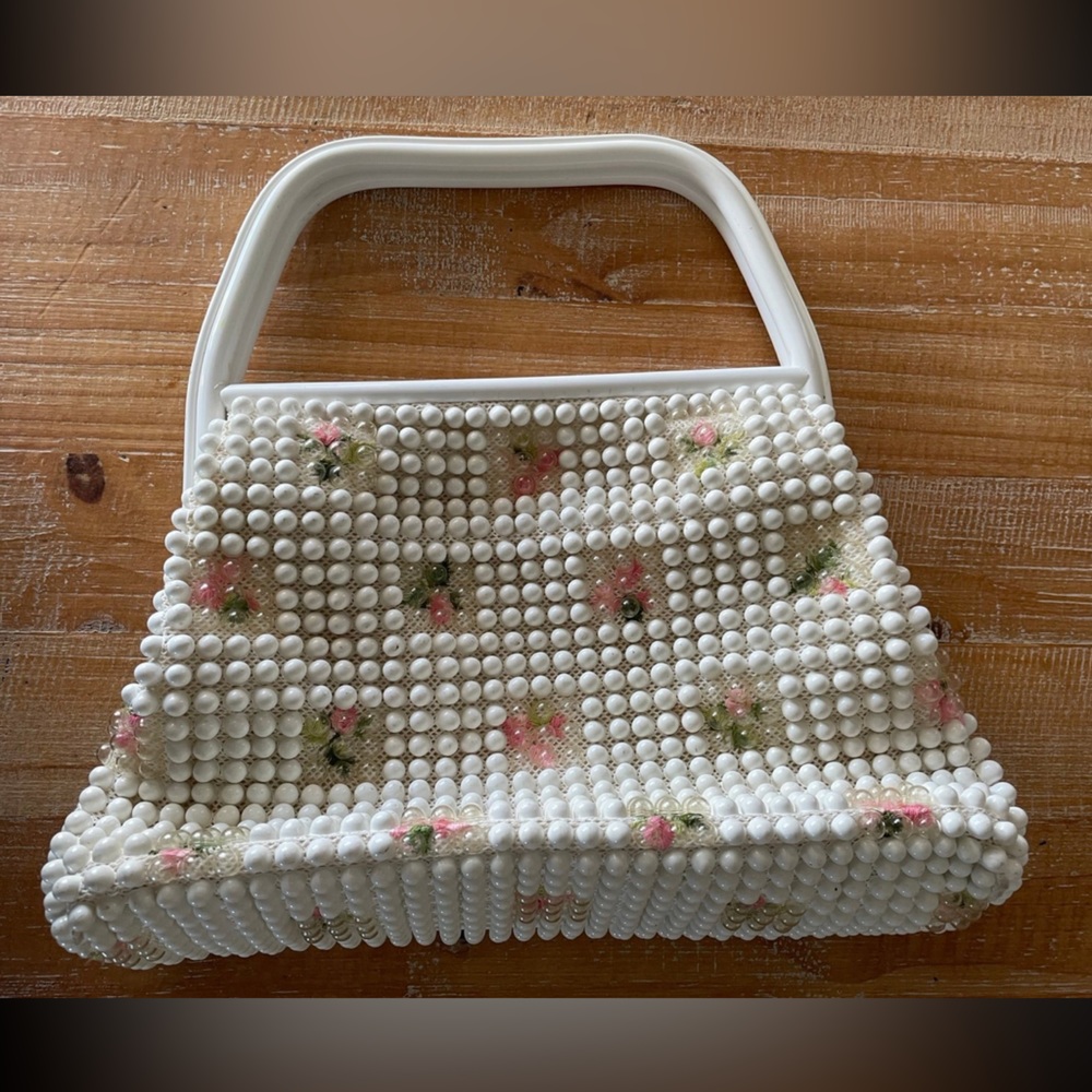 Bubble Purse by GRANDEE Capsule Beaded Purse Pink Floral Handbag Vintage